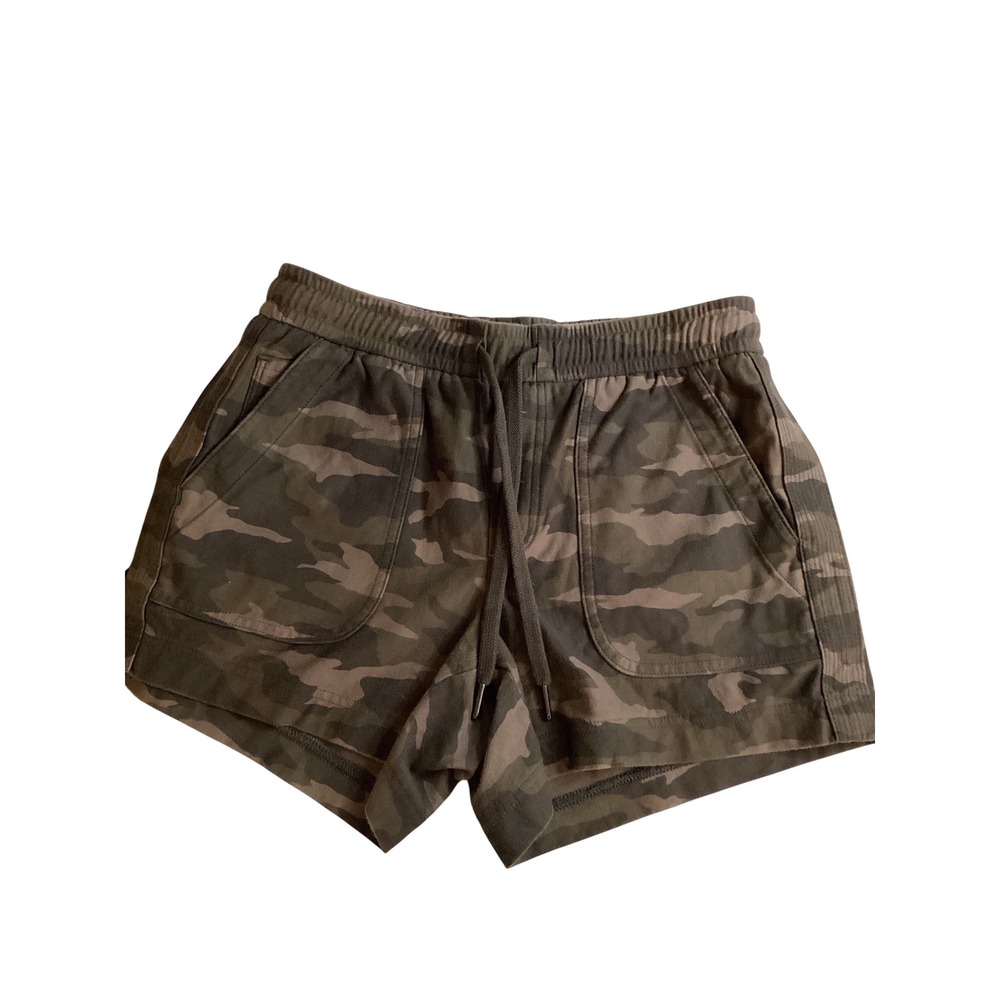 Athleta Farallon Short Green Camo Elastic Waist Drawstring Pockets Size 2